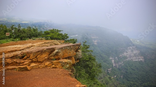 Obraz na plátně Mountain viewpoint above a dramatic valley in Santander, Colombia