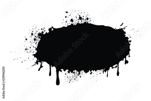 Black Ink Blot Splatter on White Background Blank Space for Text