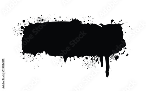   Irregular Black Ink Splatter on White Background Blank Space for Text