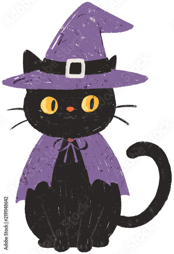 halloween cat with bat