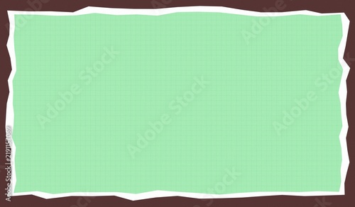 Paper Sheet with Grid Lines, Torn Edges, Light Green Background. Textured Paper Design Element for Creative Layouts and Graphic Projects.