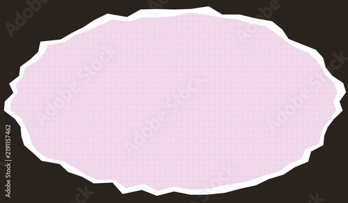 Paper Sheet with Grid Pattern, Torn Edge Design. Pink Graph Paper Texture, Blank Space for Text or Graphics, Creative Background.