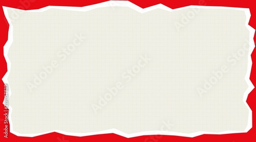 Paper Sheet with Grid Background, Torn Edges, Textured Design, Beige Color, Blank Space, Creative Layout, Graphic Element.