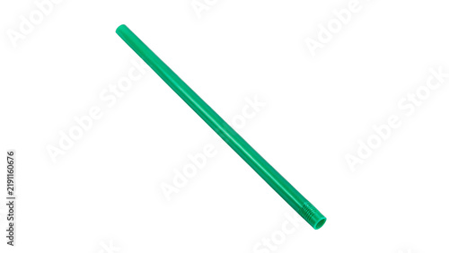 Cuadro en lienzo Vibrant neon green plastic drinking straw isolated clean beverage accessory desi