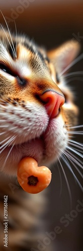 Whiskers twitching, pink nose sniffing out a treat, playful, whimsical