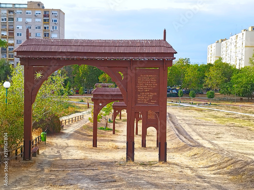 Obraz na płótnie The Székely gates standing on the Vértói Hill in Szeged, photographed one after