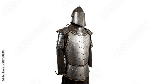Foto Medieval full body metal knight armor isolated on transparent background