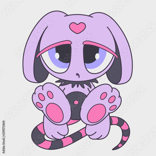Sad cartoon animal. Funny character. Cartoon mascot design.