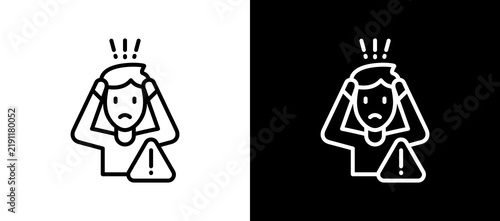 Panic Line Icon On White and Black Backgrounds.   