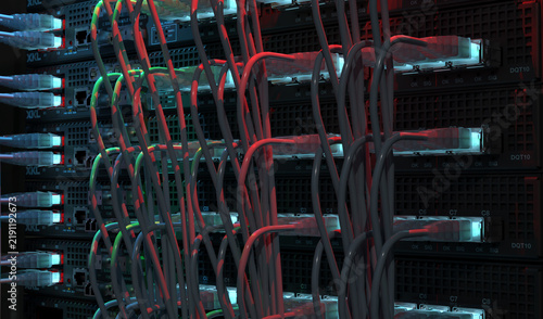 Tapety artystyczne Server Room Network Infrastructure, data center, server rack, network cables
