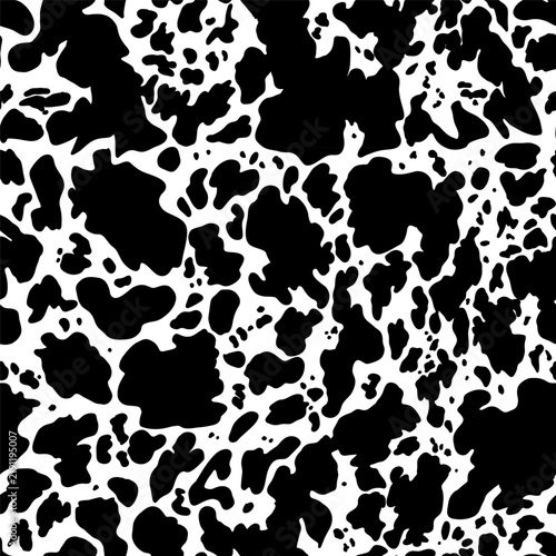 Seamless monochrome animal print. Cow black and white skin texture