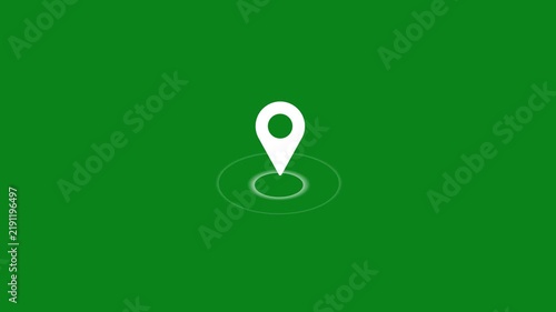 White location pin icon symbol on a solid dark green background