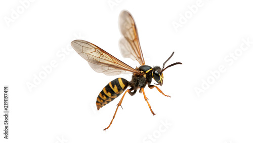 Foto Detailed wildlife macro photograph of common wasp insect flying crawl element