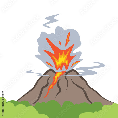 Plakat Volcano eruption cartoon vector illustration element design