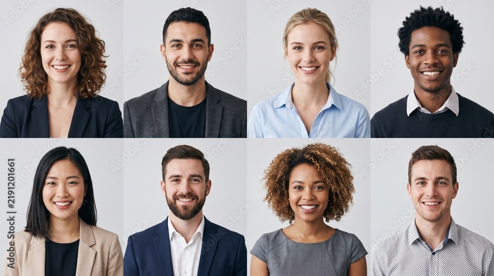 Fototapeta premium Diverse Multiethnic Business Team Portraits on Studio Background