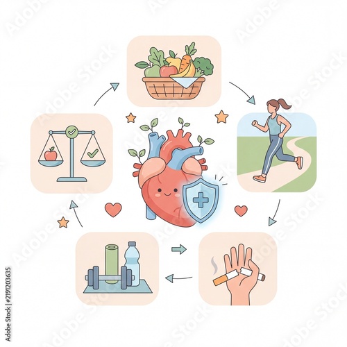 Preventive Cardiology and Healthy Lifestyle Educational Illustration