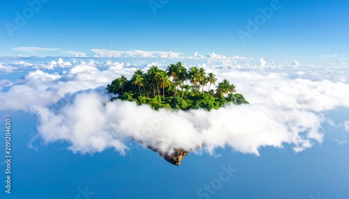 Tropical Palm Tree on a Sandy Beach by the Blue Sea Under a Clear Sky, Paradise Island Landscape for Summer Vacation, Travel and Relaxation