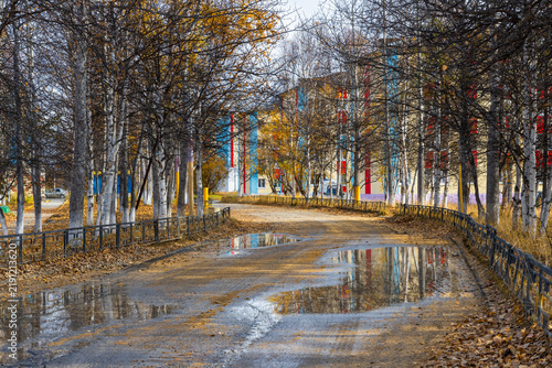 Canvastavla View of the street in a small town in Siberia