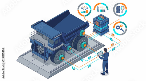 Modern Industrial Truck With Digital Interface.