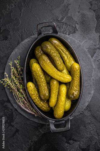 Konstfotografi Homemade brined cucumbers, Pickled Gherkins, offering a deliciously crunchy bite that complements any dish or appetizer platter