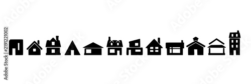 Residential Property Icons, Minimalist Design Set with House, Apartment, and Building Illustrations