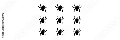 Spider Icons Set, Minimalist Design, Vector Illustration. Simple Spider Symbols, Black Silhouette Style