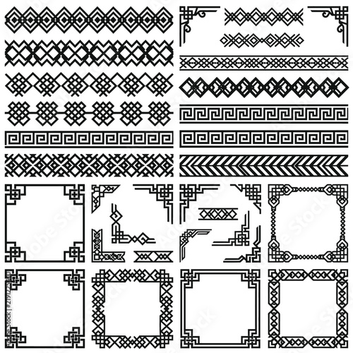 Geometric Repeating Line Borders and Decorative Frames.