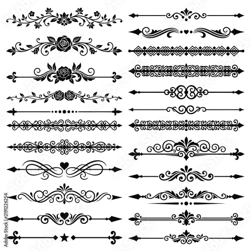 Ornate Text Dividers and Decorative Borders Collection.