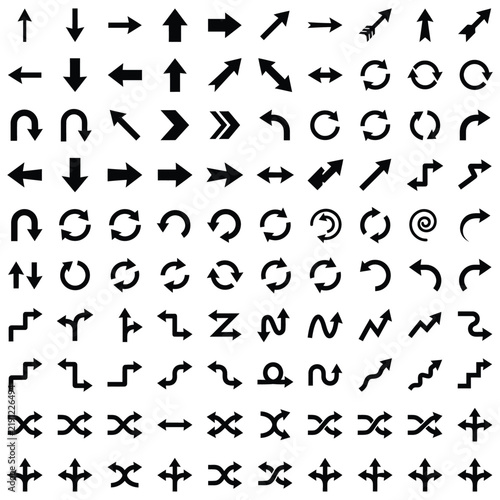 Set of Black Arrow Silhouette Vector Icons.