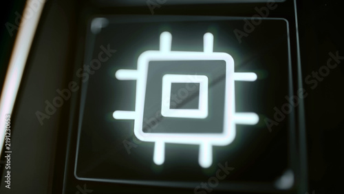 Obraz na płótnie White microprocessor symbol on black control
