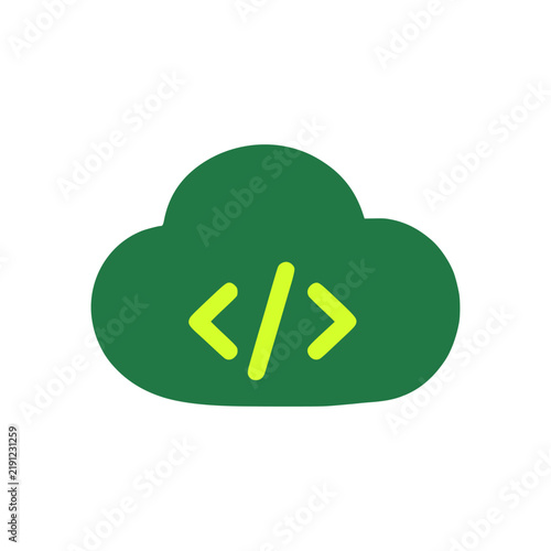Green Cloud Code Programming Development Icon
