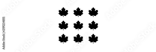 Canadian Maple Leaves, Nine Stylized Leaf Icons, Vector Design Elements for Branding and Decorative Use. with Symbol