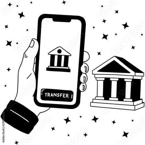 Bank Transfer Payment with Building Icon