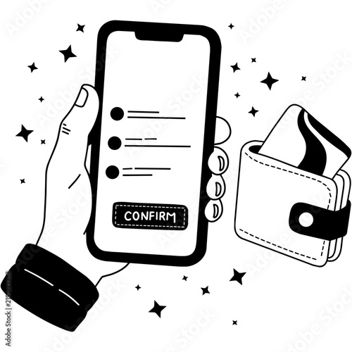 Obraz na płótnie Confirm Payment Order with Digital Wallet