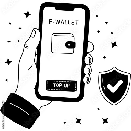 Obraz na płótnie E-Wallet Top Up with Security Shield