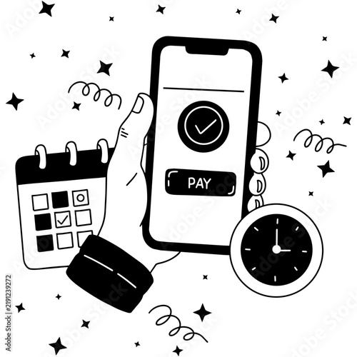 Scheduled Payment Reminder with Calendar and Clock