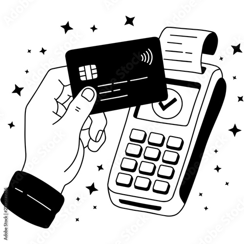 Obraz na płótnie Contactless Card Payment with POS Machine