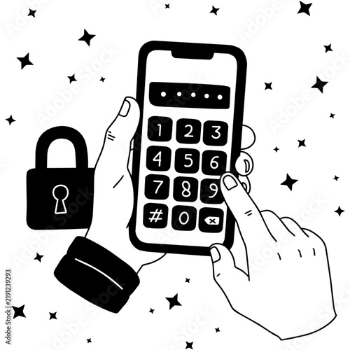 Obraz na płótnie Secure PIN Payment with Padlock and Keypad
