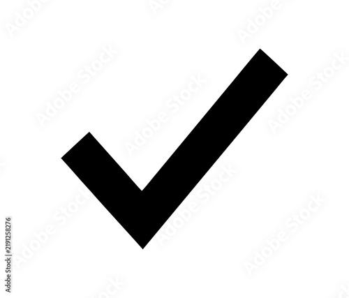 Obraz na płótnie Bold black check mark symbol isolated on white background with clean minimal com