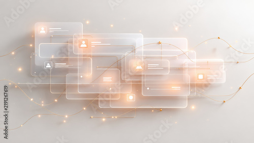 Async collaboration supports remote workflow for distributed team through connected digital interface with warm light and organized network