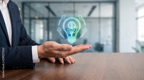 Green Finance and Sustainable Business Growth Technology Concept