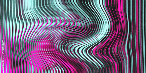 Fotografie Abstract swirling metallic lines in pink and teal creating fluid wave patterns w