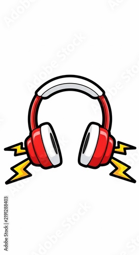 Electric Vibes: Red Headphones Bursting with Sound