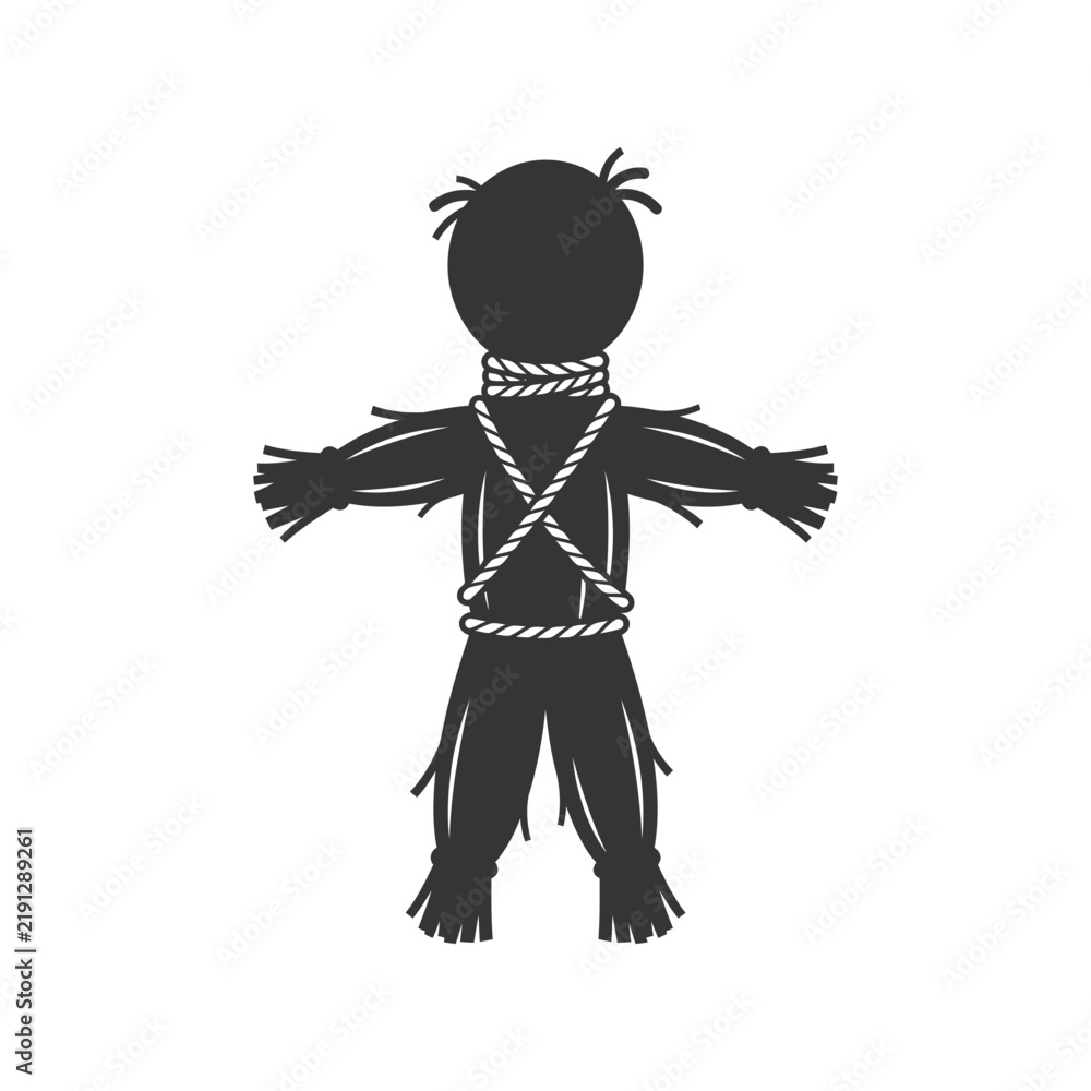 Fototapeta premium Scarecrow figure standing with arms outstretched in minimalist black silhouette style