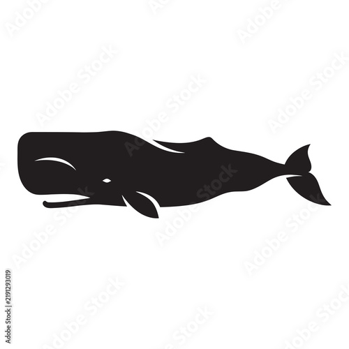 Bild auf Leinwand Sperm Whale Silhouette Isolated on White Background