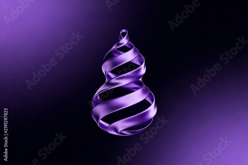 Metallic Purple Spiral Ornamental Sculpture On Gradient Background
