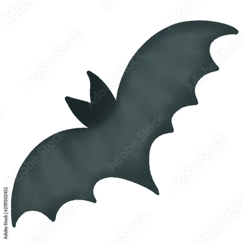 Cute Black Halloween Bat Watercolor Clipart