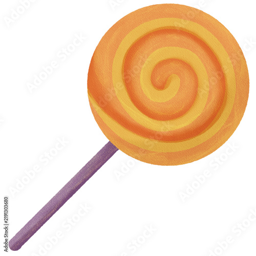 Orange Halloween Swirl Lollipop Watercolor Candy Clipart
