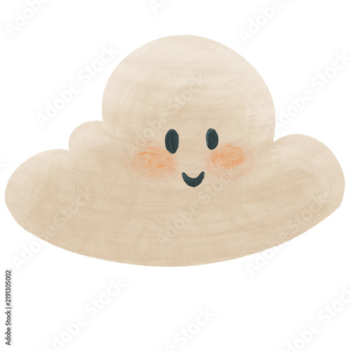 Cute Halloween Cloud Character Watercolor Clipart