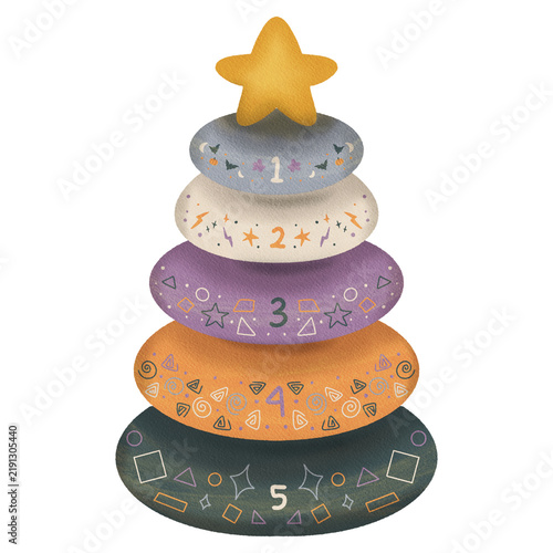 Cute Halloween Countdown Stack with Stars Watercolor Clipart